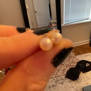 Pearl and diamond earrings